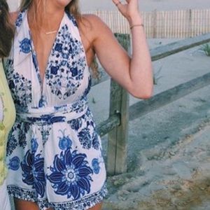 LF Blue Wrap Romper